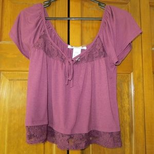 Maroon American Rag Off The Shoulder Top